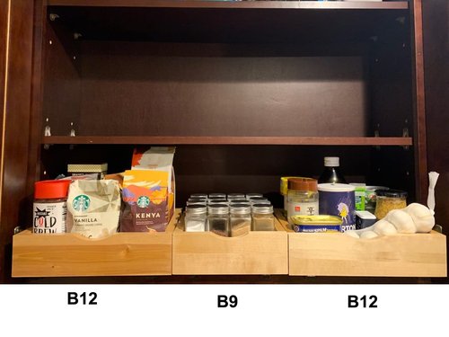 CabinetRTA Wood Pull Out Spice Rack Organizer for Cabinet – 12"(W) x 10"(D) x 4"(H) for Upper Kitchen Cabinets and Pantry Closet, for Spices, Sauces, Canned Food etc…