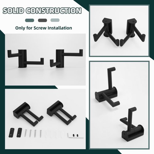Angle Simple Swivel Towel Hook Matte Black 2 Pack, 304 Stainless Steel Double Robe Hook for Bathroom