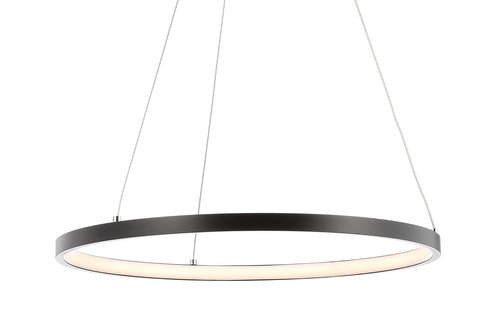 JONATHAN Y 15.75" Matte Black Modern Integrated LED Pendant Light, Dimmable Round Hoop Chandelier for Kitchen Island, Dining Room, Adjustable Height Metal Hanging Light JYL7202A