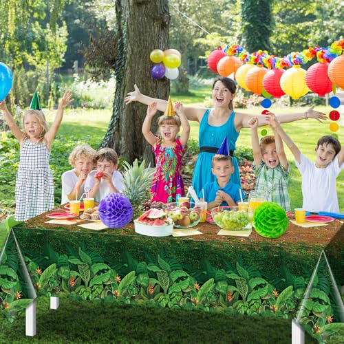 3Pcs Forest Path Disposable Tablecloths for Jungle Party - 54x108 Inch