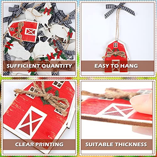 Farm Animal Christmas Ornaments Set - Wooden Holiday Decorations for Tree & Home