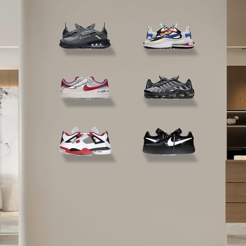 Guntsous 6 PCS Acrylic Floating Shoe Rack Wall Mount Display Shoe Rack Transparent Storage Rack for Home Use Sneaker Display Rack with Screws and Anchors