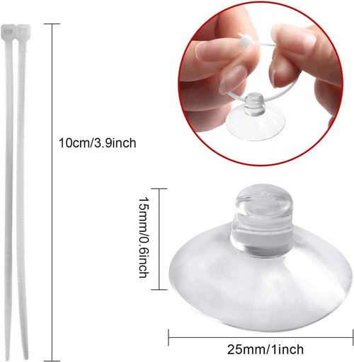 FEBSNOW Aquarium Suction Cups - 30 PCS Adjustable Clips with Cable Ties for Plants & Shrimp Nest