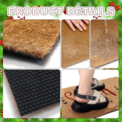 Christmas Welcome Coir Doormat - 16.9 x 30.3 Inch Non-Slip Holiday Decor