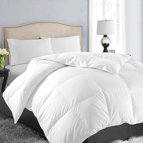 EASELAND Queen Size Down Alternative Comforter - Soft, Lightweight Quilted Duvet for All Seasons | White 88x88 Inches