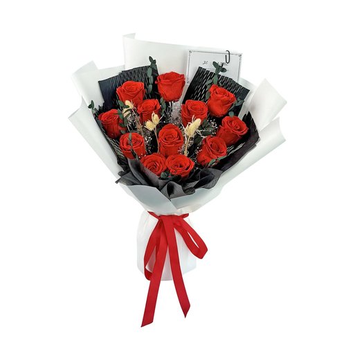 Qutawua Preserved Flower Eternal Rose Bouquet,12 Forever Flowers in Gift Box,Romantic Gift for Women,Valentine's,Mother's Day Gift(Red, 12 Rose)