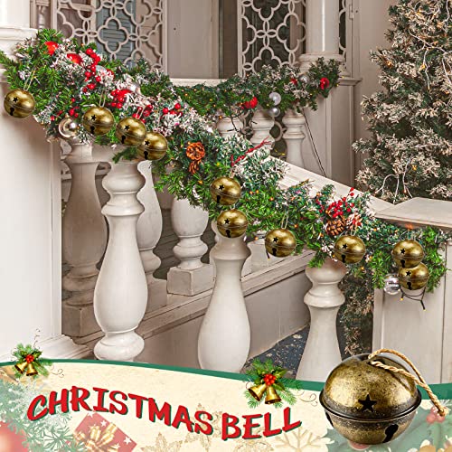 Brass Christmas Jingle Bells - 16 Large Holiday Bell Ornaments