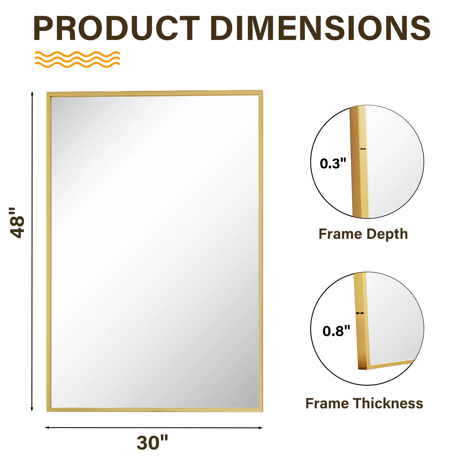 HARRITPURE 48"x30" Bathroom Mirror for Wall, Large Gold Framed Rectangle Mirror Aluminum Alloy Frame Wall-Mounted Horizontally/Vertically for Entryway/Bedroom/Vanity