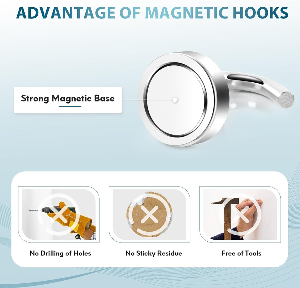 Neosmuk Magnetic Hooks - Heavy Duty 30lb+ Magnetic Hooks for Cruise Cabins & Travel | Essential Must-Have