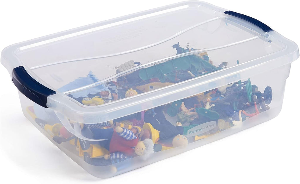 Rubbermaid Latching Plastic Storage Totes - Durable, Stackable Design | 12 Pack