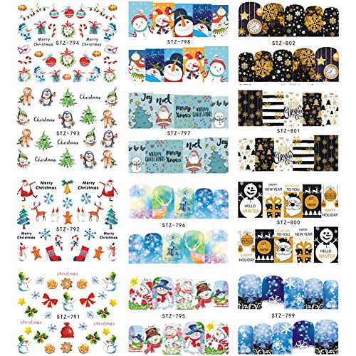 Christmas Nail Art Decals - 30 Sheets Holographic Water Transfer Stickers