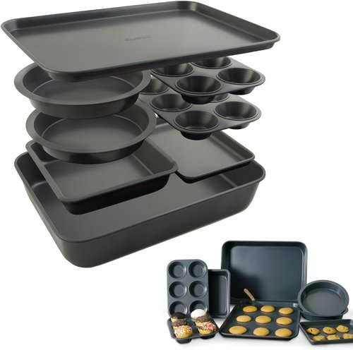 Elbee Home Nonstick Baking Set - 8-Piece Aluminized Steel with Deep Roasting Pan & Cake Pans | PFOA & PFOS Free