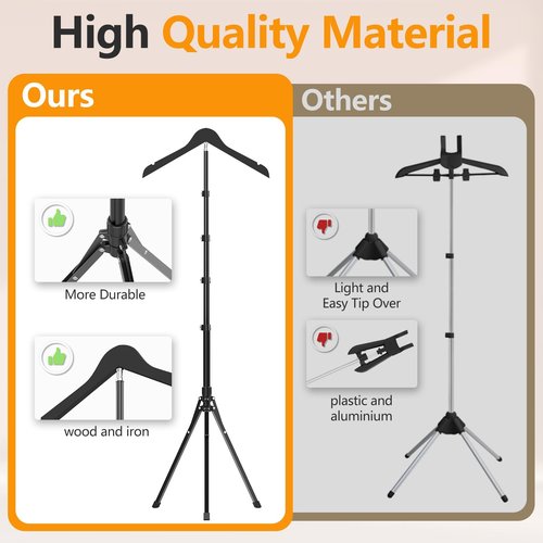 Adjustable Shirt Display Stand 32-63 Inch, Foldable Clothing Display Stand Mannequin Torso for Retail Vendors, Multi-Use Steamer Rack Stand for Clothes Garment
