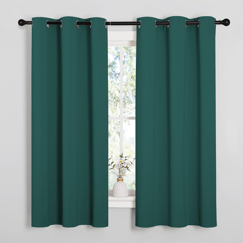 NICETOWN Thermal Insulated Blackout Curtains - Solid Grommet Design for Dining Room | Hunter Green, 42x63-Inch (1 Pair)