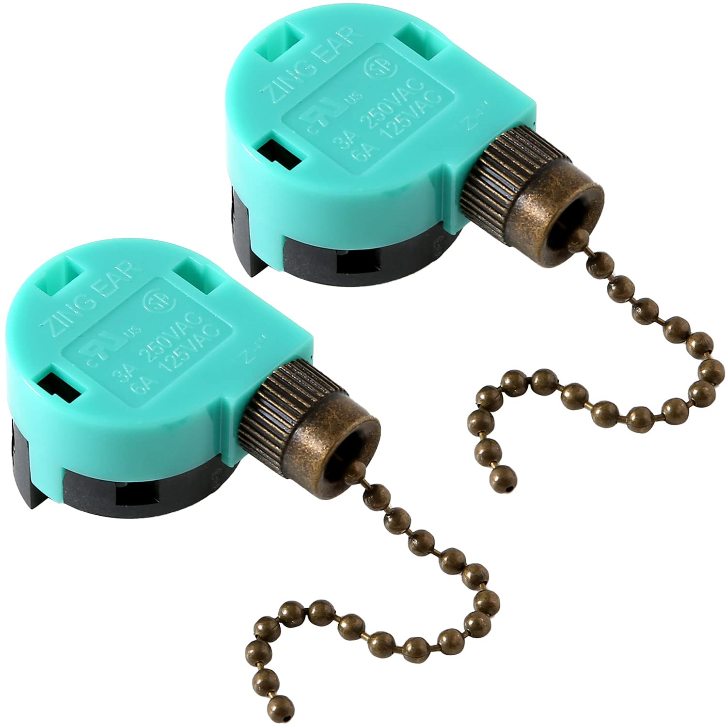 Akahttbn Ceiling Fan Switch Zing Ear ZE-268S6, 3 Speed 4 Wire Speed Control Pull Chain Cord Appliances Switch Replacement Parts Compatible with Hunter Ceiling Fans Wall Lamps (Bronze)