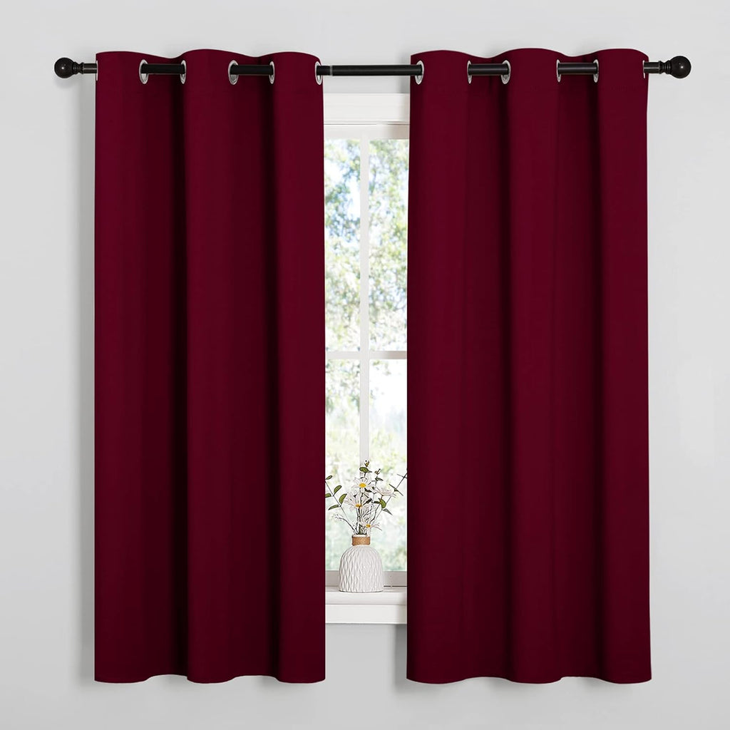 NICETOWN Blackout Curtains - Energy-Efficient Room Darkening Drapes | Wine Red, 2 Panels (W42 x L63)