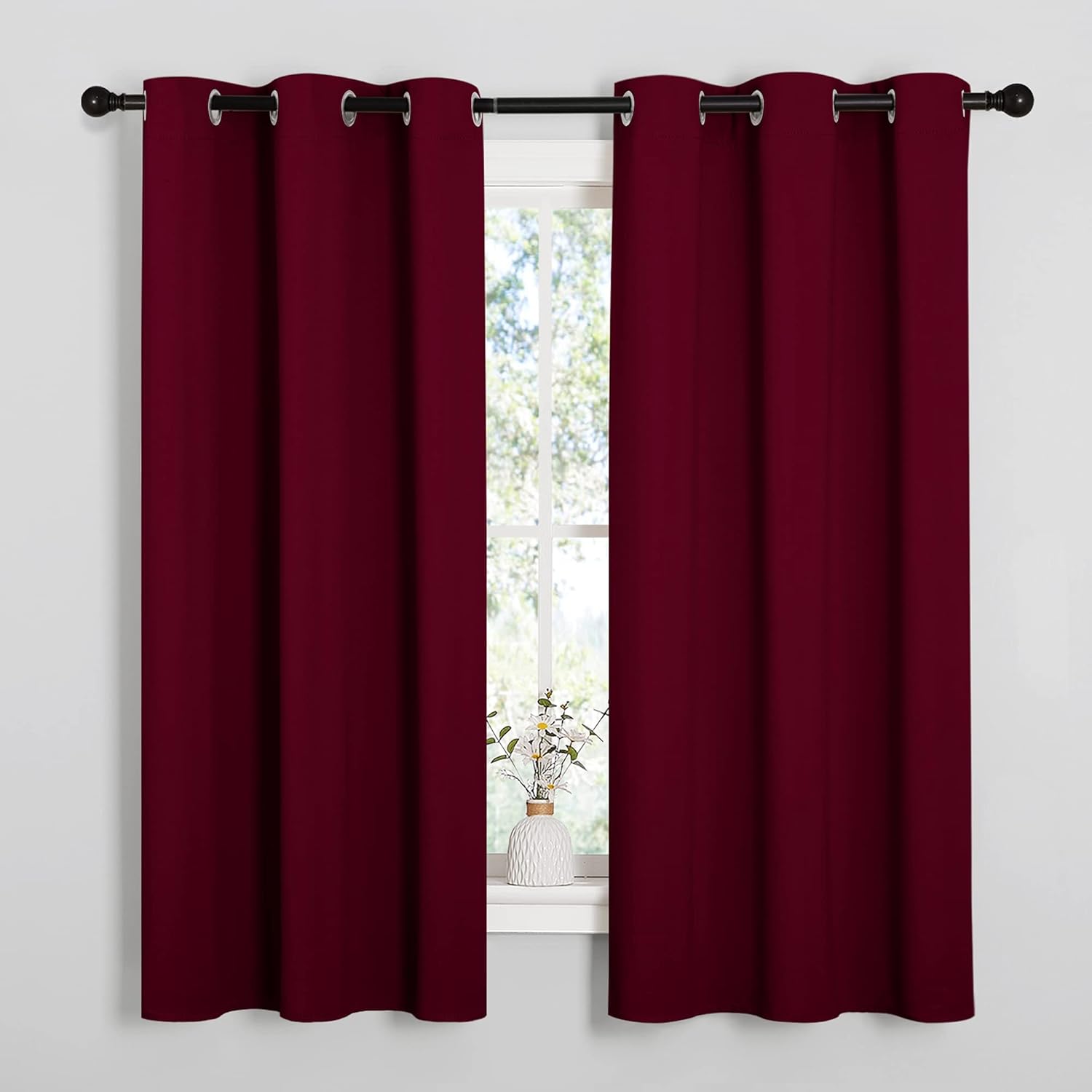 NICETOWN Blackout Curtains - Energy-Efficient Room Darkening Drapes | Wine Red, 2 Panels (W42 x L63)