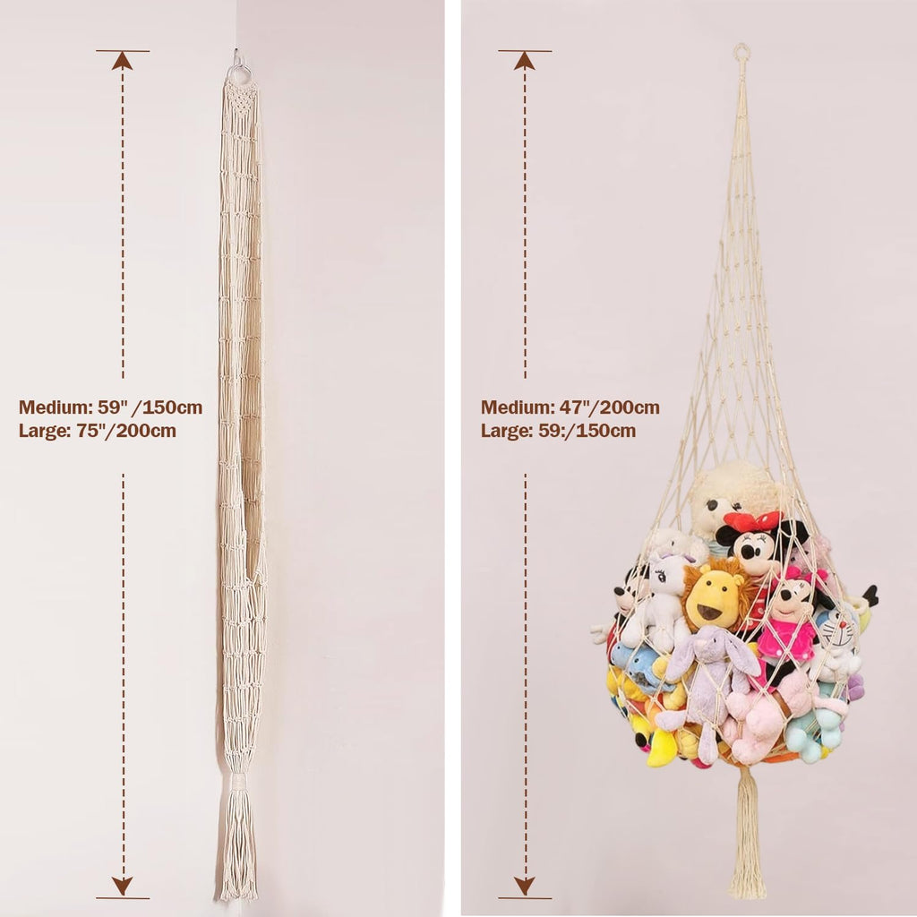 Stuffed Animal Storage Toy Storage Organizer Stuffed Animal Hammock Corner Toy Display Net Plush Toy Holder for Nursery Playroom Kid Bedroom Boho Wall Decor