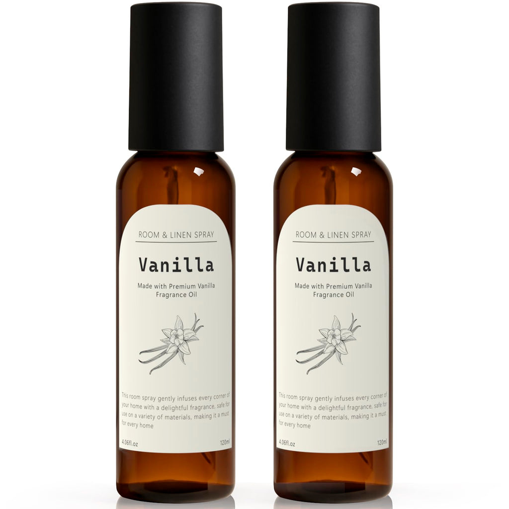 Vanilla Fragrance Room Spray, Long-Lasting Room Freshener for Home, Bathroom and Kitchen, Air Freshener Spray, Odor Eliminator, 2 x 4.06 fl oz