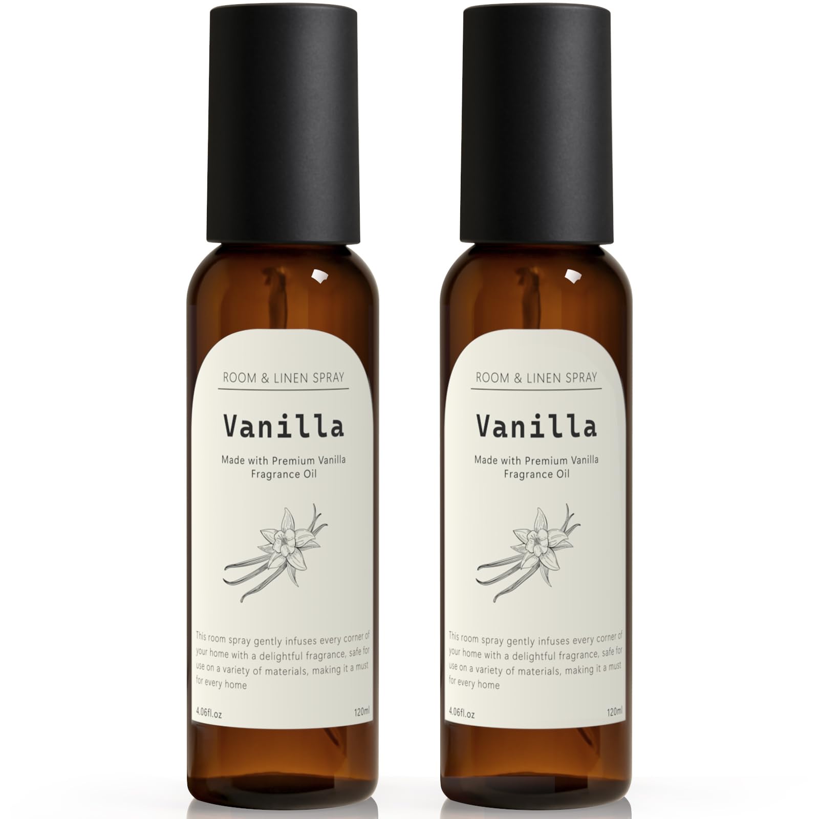 Vanilla Fragrance Room Spray, Long-Lasting Room Freshener for Home, Bathroom and Kitchen, Air Freshener Spray, Odor Eliminator, 2 x 4.06 fl oz