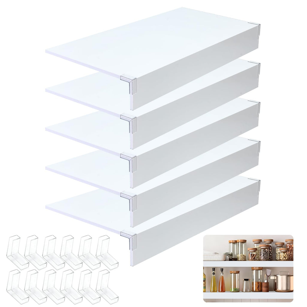 5 PCS Wire Shelf Covers,24*12 Wire Rack Covers for Shelves,0.31in Thick PVC Wood-Look Faux Shelf Cover for Wires Shelving,Moisture Resistant Durable,Easy to Cut Install,Shelves Cover for Pantry Closet