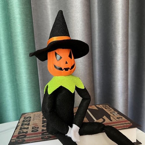 Danoni Halloween Pumpkin Elf Doll - Handmade Toy with Black Hat & White Gloves | Perfect for Autumn Decor
