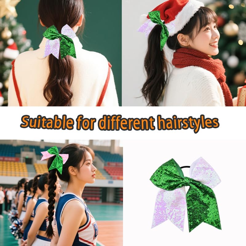 Glitter Cheer Bow Hair Tie - Large Sparkle Ponytail Holder Scrunchie