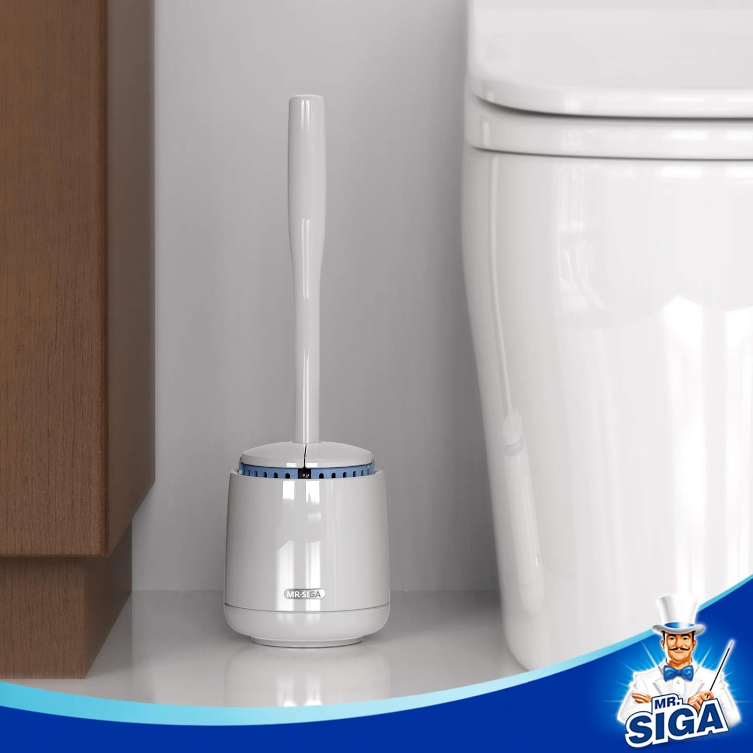 MR.SIGA Toilet Bowl Brush - Premium Quality with Solid Handle & Durable Bristles | White, 1 Pack