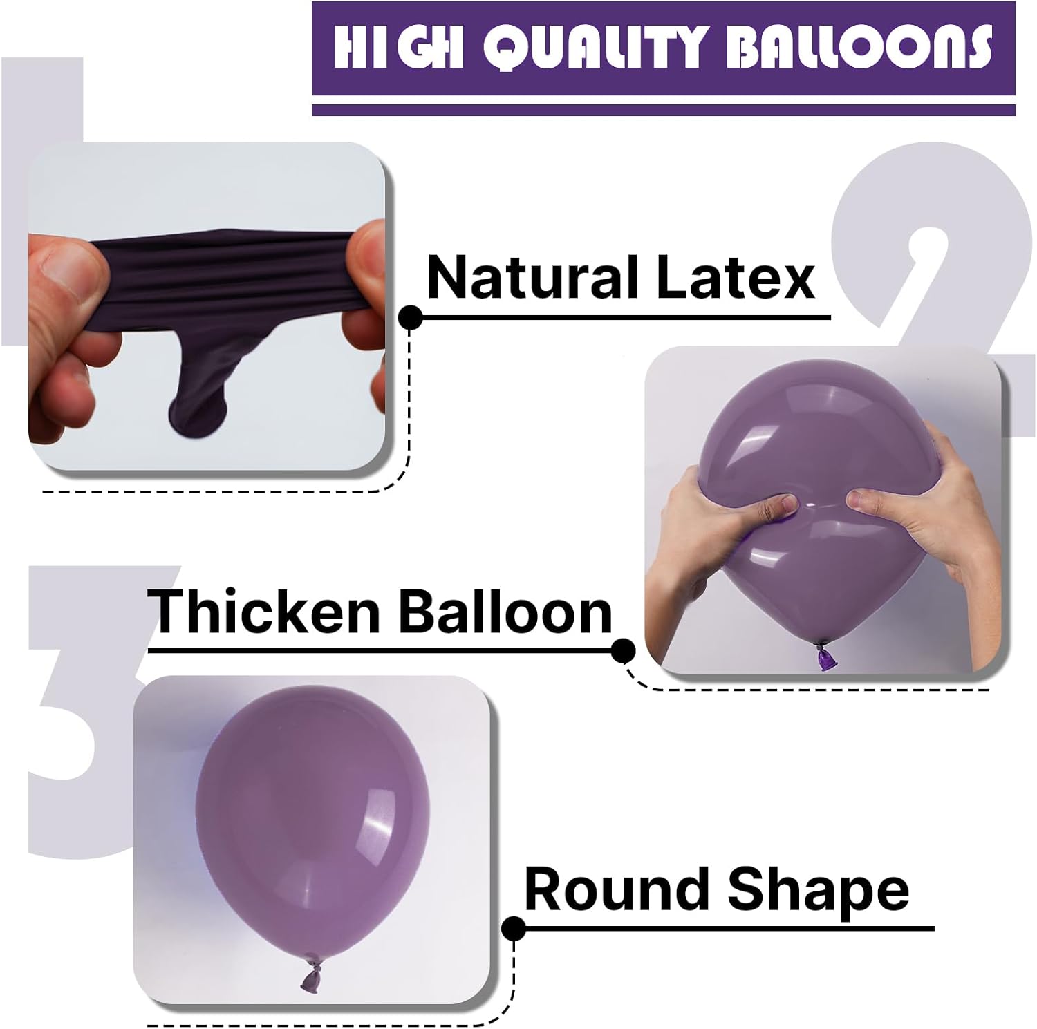 PartyWoo Dusty Purple Balloons - 100 Pcs Latex Helium Balloon Arch Kit | Various Sizes for Baby Shower & Birthday Decor