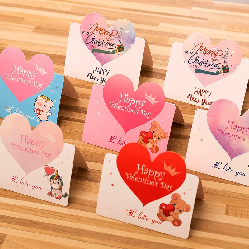 5 Pack Mother's Day Greeting Cards - Heart Shape, Blank Inside