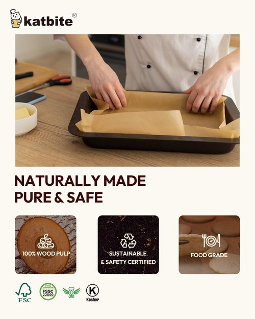 Katbite Parchment Paper Sheets - 220 Pcs Unbleached Non-Stick Baking Paper, 12x16 Inches | Perfect for Baking & Air Frying