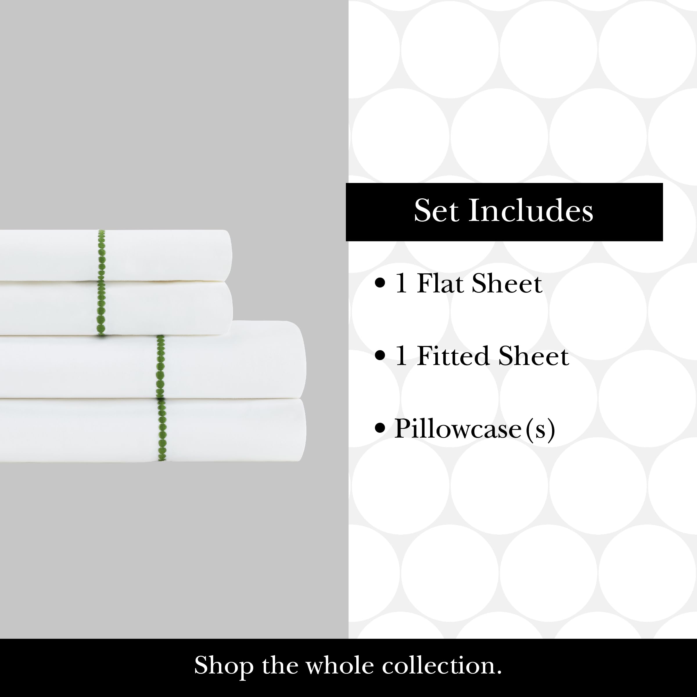 kate spade new york Dot Queen Sheet Set, 300 Thread Count and 100% Cotton, All Season 4 Piece Bedding Set, Machine Washable, White and Pink