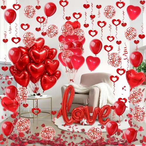 FECEDY Valentine's Day Party Decoration Set - Red 1 Heart Balloon Kit