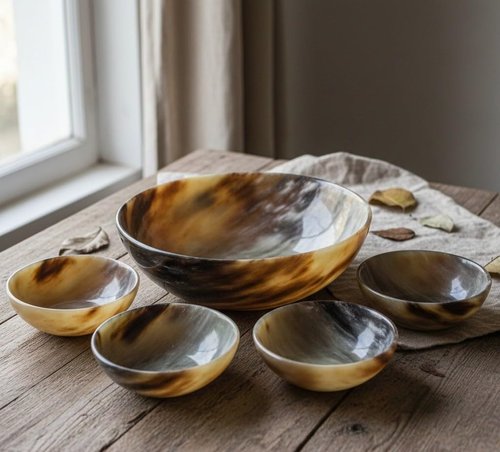set of 5 Horn Bowls Viking Norse Medieval Reenactment|HORN BOWLs| Hand Crafted Serving Horn Bowl Set of 1 Large Bowl With 4 Small Bowls gift for mother,sister, girlfriend, relatives, christmas gift