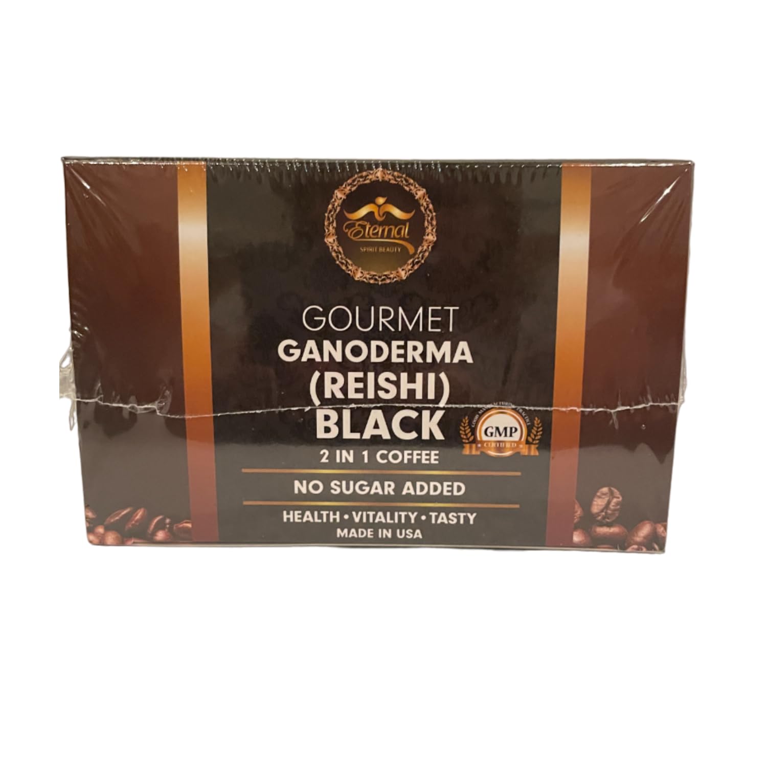 Eternal Gourmet Ganoderma (REISHI) Black Coffee 2 in1 Made in USA Cafe Negro con ganoderma Eternal Pack of 4
