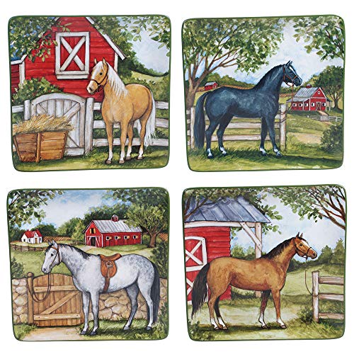 Certified International Clover Farm 10.5" Dinner Plates, Assorted Designs, Multi Colored, Large, Set of 4