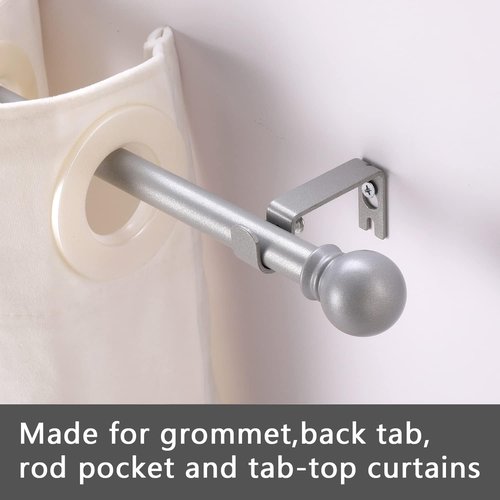 GXOACKJ Heavy Duty Metal Curtain Rods - Decorative Silver Finish | 32-48 Inch, Includes Brackets