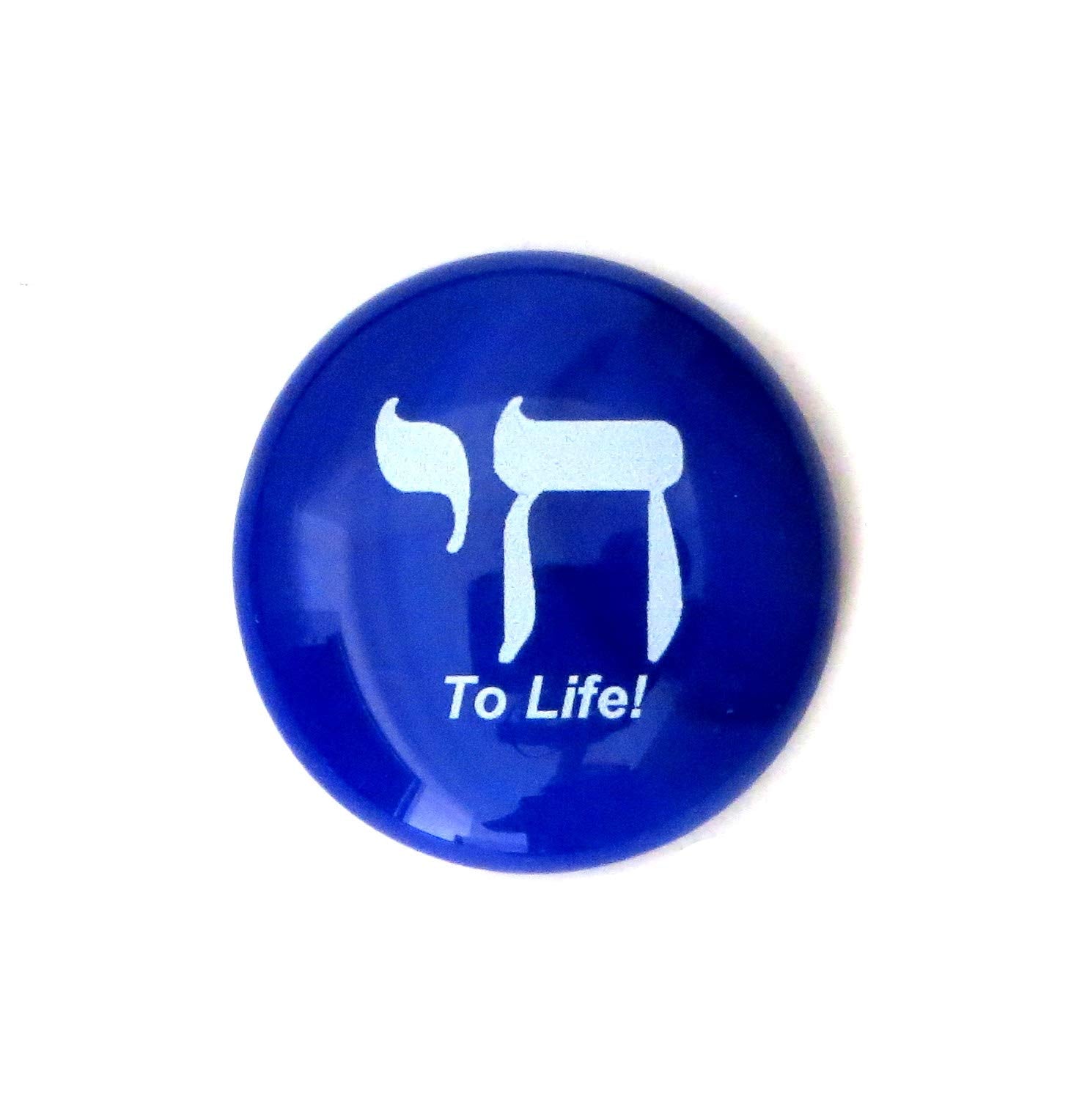 Lifeforce Glass Judaica Glass Stones: Chai, Star of David, Hamsa, Mazel Tov and Shalom on Shades of Blue, Set of 24