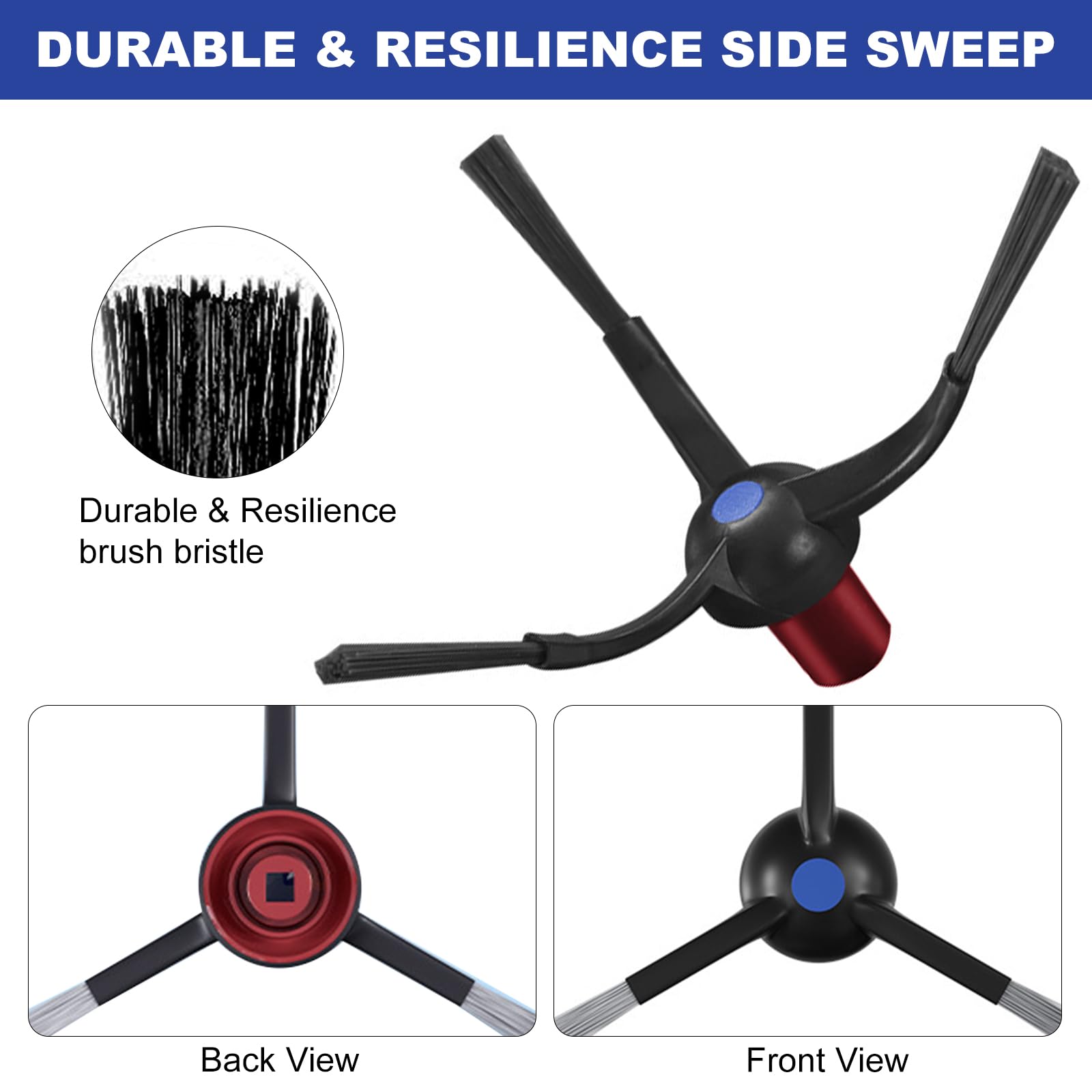 PhoebCynthi Replacement Accessories Compatible with Yeedi M12 Ultra Plus/ M12 PRO+ Robot Vacuum Cleaner.（2 Main Brush,6 Side Brushes,6 Hepa Filters,6 Mop Pads,6 dust Bags）