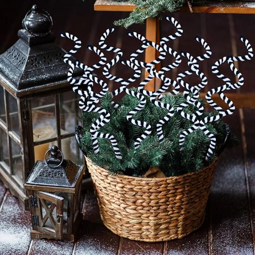 Black & White Christmas Tree Picks Decoration Set - 12 PCS Spooky Sandworm Ornaments