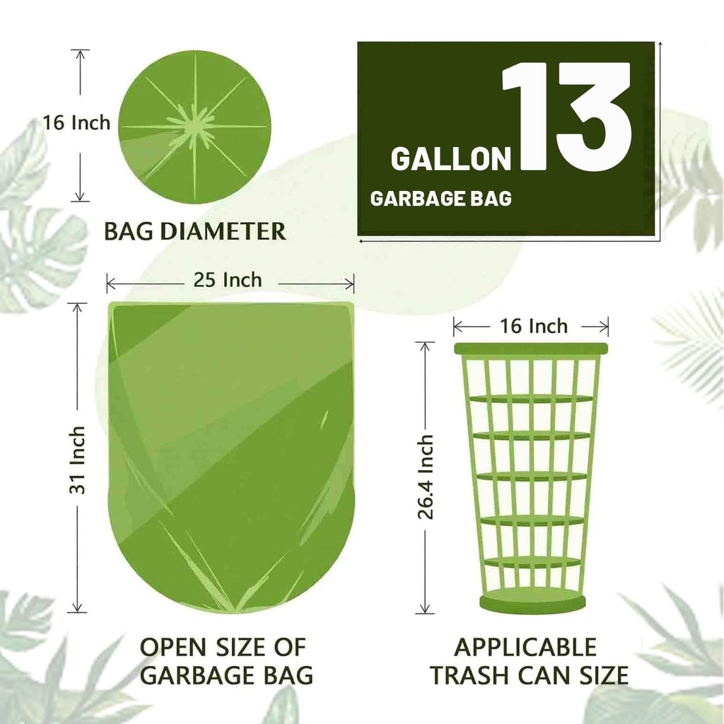 13 Gallon Trash Bags Biodegradable Compost Recycling Trash Bags, Compostable For Kitchen, 100 Count, 1.2 Mils,60 Liter, Recyclable Composta Large Heavy Duty Garbage Bag (100)