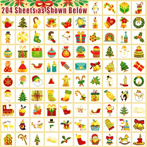 Partywind Metallic Glitter Christmas Temporary Tattoos - 204 Styles