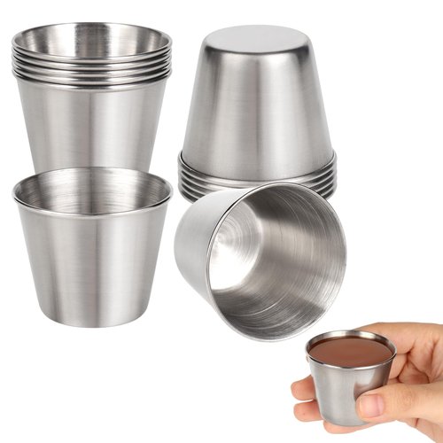 EMUTOL Metal Shot Glasses, 12 Pcs 1.5 oz Stainless Steel Liquor Glasses, Espresso Cups, Whiskey Glasses, Wine Glasses, Portable Drinkware for Bar, Home, Restaurant & Travel (45ml)