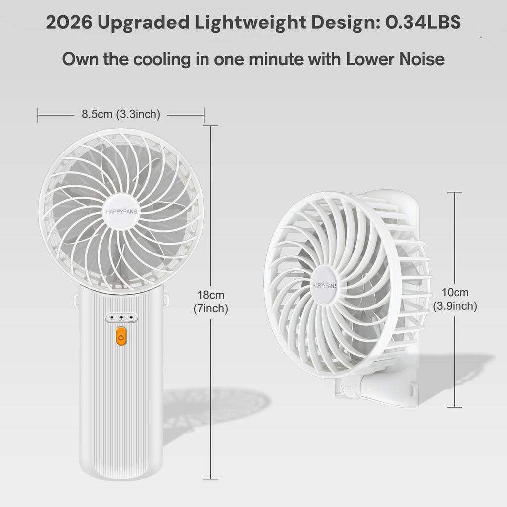 Verminget Portable Fan, 4-Speed,180° Foldable, Quiet Mini Small Cute Rechargeable Personal Handheld Fan, 15H Cooling for Women Men Kids Travel Indoor Outdoor Makeup (White)