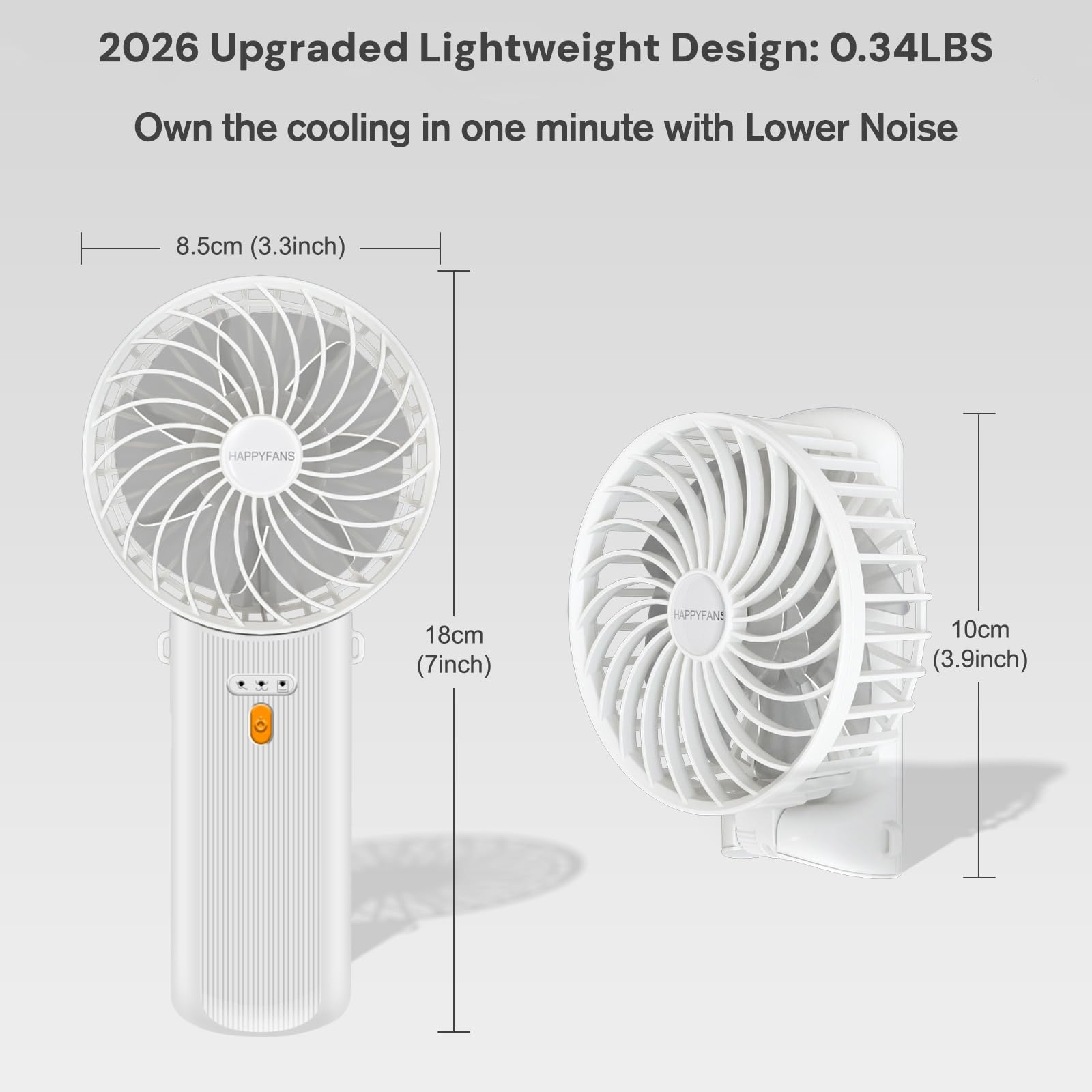 Verminget Portable Fan, 4-Speed,180° Foldable, Quiet Mini Small Cute Rechargeable Personal Handheld Fan, 15H Cooling for Women Men Kids Travel Indoor Outdoor Makeup (White)