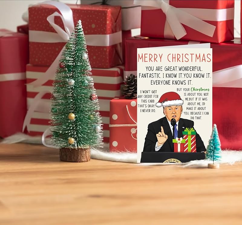 Funny Christmas Card for Husband Wife, Trump Holiday Greeting Card