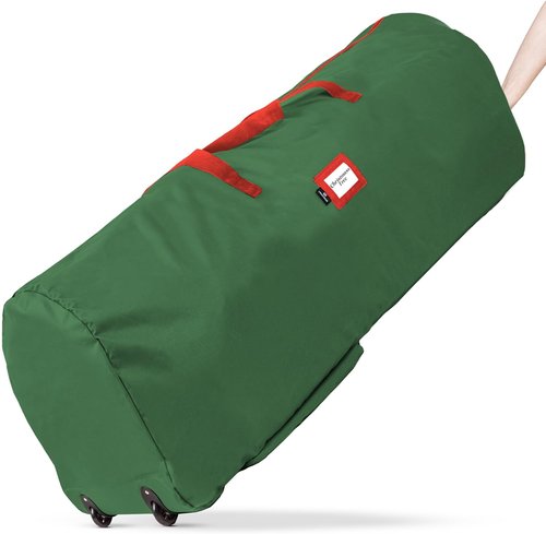 Handy Laundry Christmas Tree Storage Bag with Wheels - Heavy Duty 7.5 ft Capacity, Durable Green Container for Ornaments & Decorations