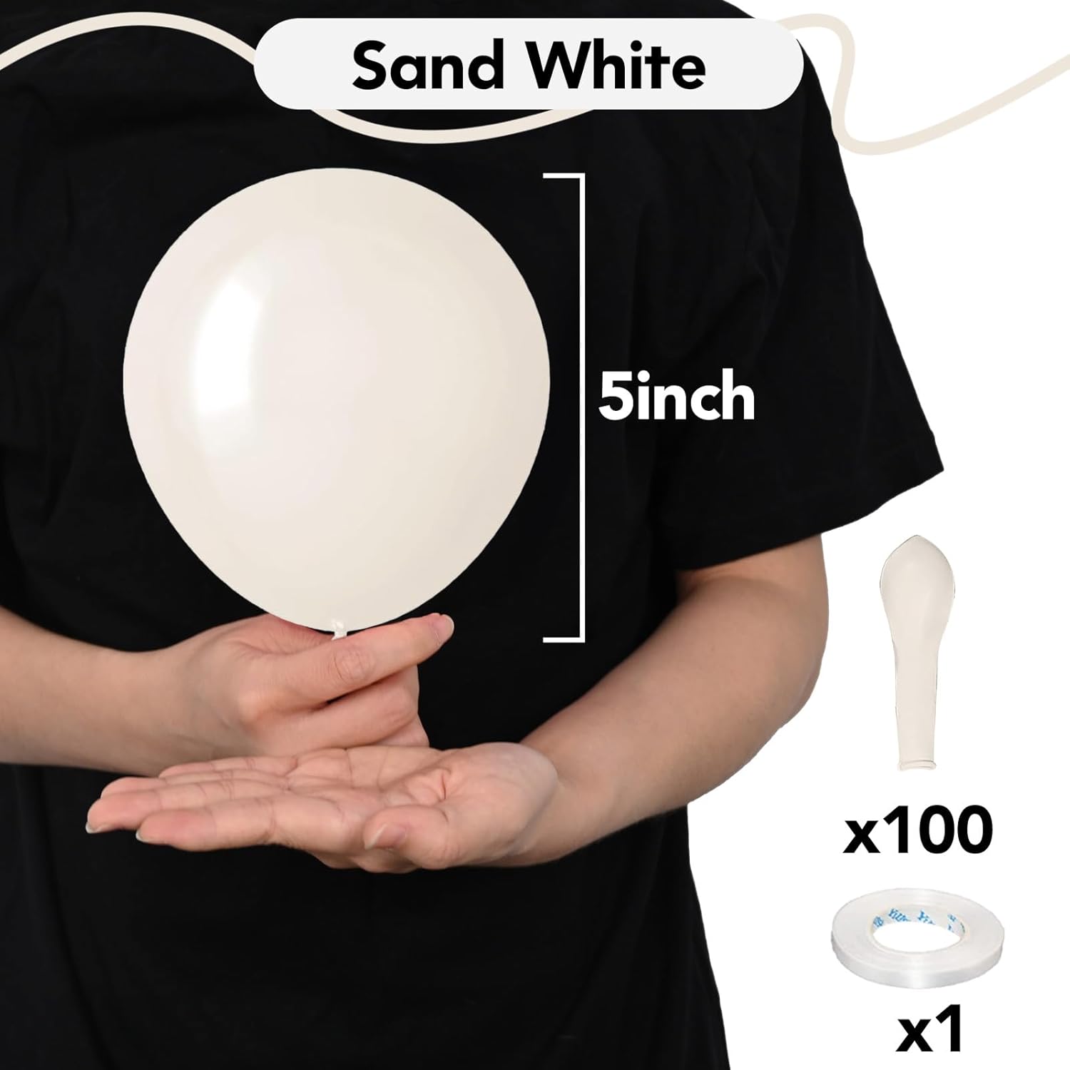 Skiennix Sand White Balloons - 100 Pack 5-Inch Beige Latex Balloons for Boho Party Decor