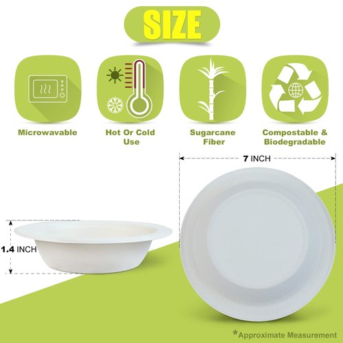 Green Earth, 16 oz, 1000-Count, Compostable Bowls, Natural Bagasse (Sugarcane Fiber), Everyday Tableware ââ‚¬â€œ Disposable - Round Shape Eco-Friendly