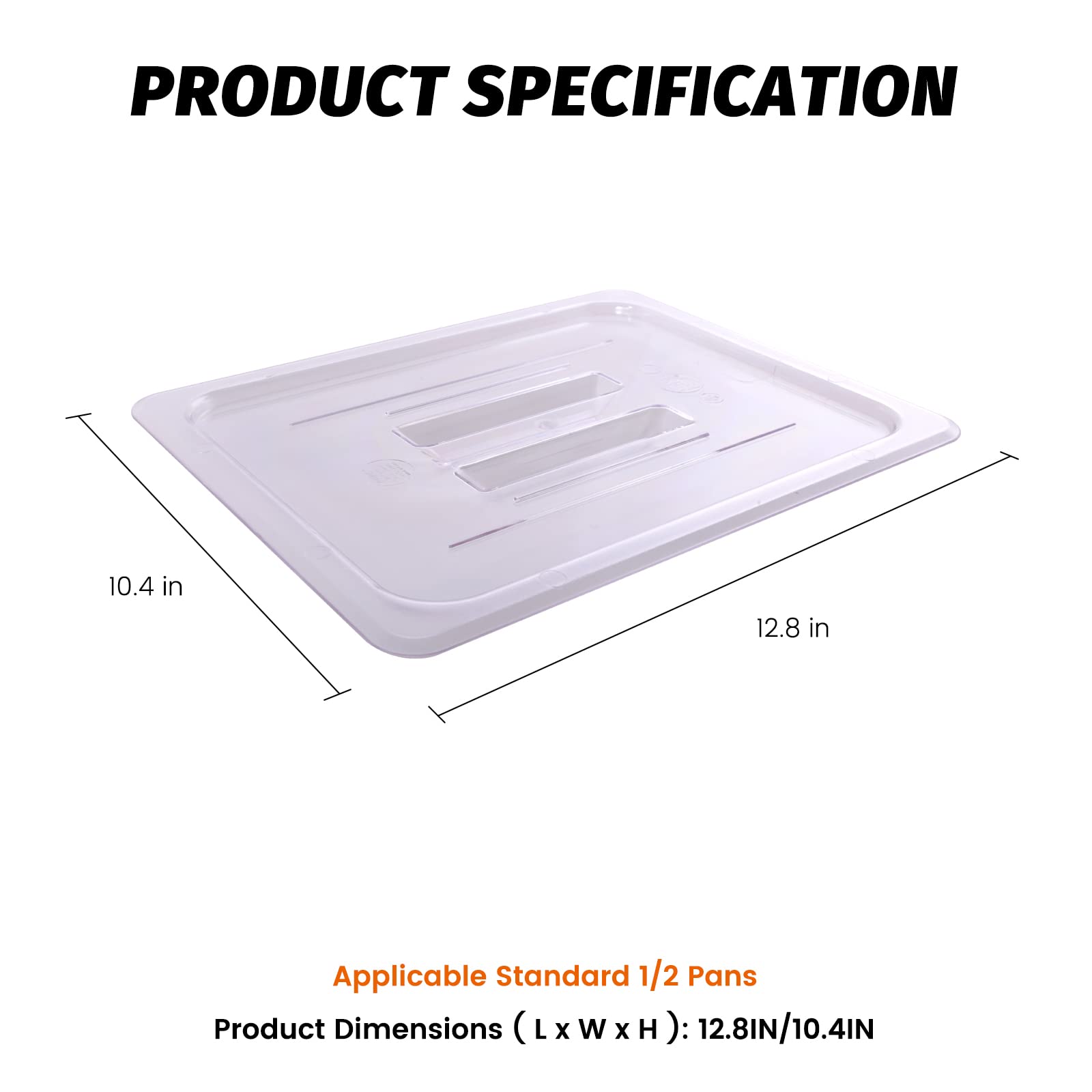 6-Pcs Food Pan Lid Half Size Clear Polycarbonate Hotel Pan Cover with handle